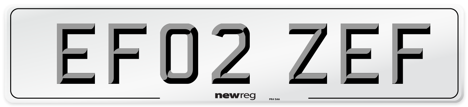 EF02 ZEF Number Plate from New Reg